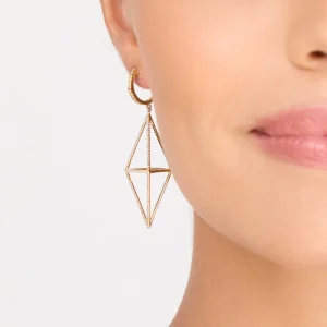 Ohrringe Trapez mit Diamanten, 18 Karat Gelbgold-LEAF Outlet