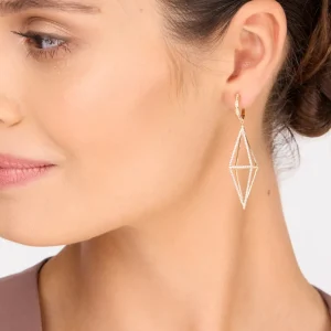 Ohrringe Trapez mit Diamanten, 18 Karat Gelbgold-LEAF Outlet