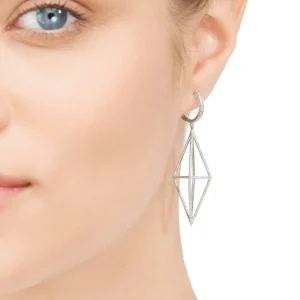 Ohrringe Trapez mit Diamanten, 18 Karat Gelbgold-LEAF Outlet