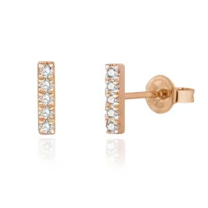 Ohrstecker Bar mit Diamanten, 18 Karat Rosegold-LEAF Discount