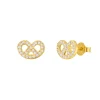 Ohrstecker Brezn mit Zirkonia, 18 K Gelbgold vergoldet-LEAF New