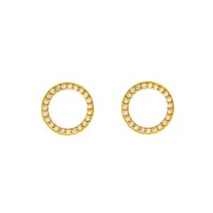 Ohrstecker Circle Of Life mit Zirkonia, 18 K Gelbgold vergoldet-LEAF New