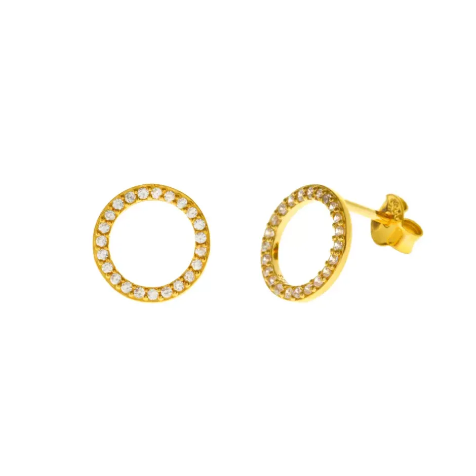 ohrstecker_circle_of_life_1-1.webp Ohrstecker Circle Of Life mit Zirkonia, 18 K Gelbgold vergoldet-LEAF New