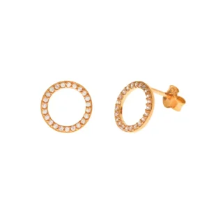 Ohrstecker Circle Of Life mit Zirkonia, 18 K Rosegold vergoldet-LEAF Hot