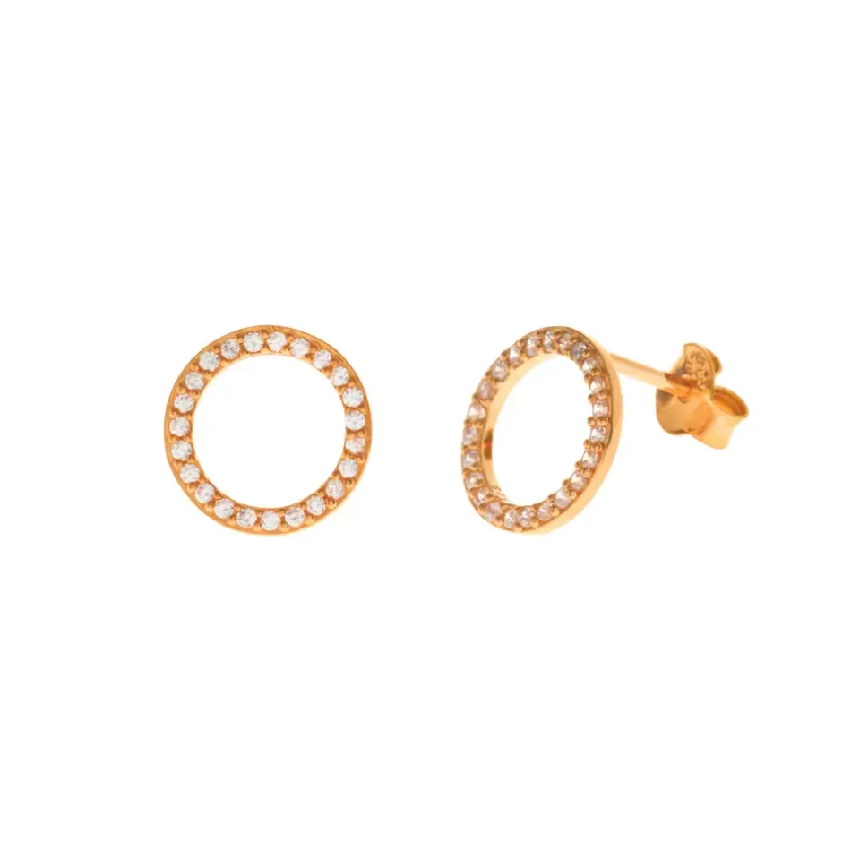 ohrstecker_circle_of_life_1-2.webp Ohrstecker Circle Of Life mit Zirkonia, 18 K Rosegold vergoldet-LEAF Hot