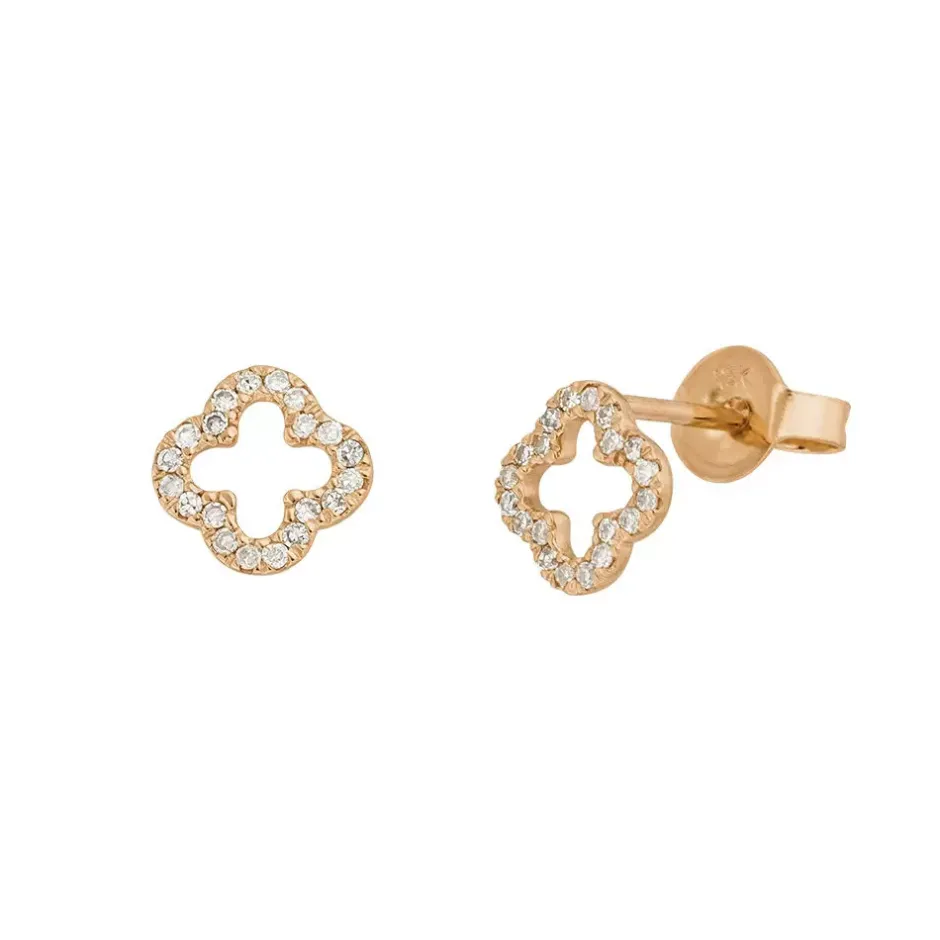 ohrstecker_clover_mit_dia_0.webp Ohrstecker Clover mit Diamanten, 18 Karat Rosegold-LEAF Best