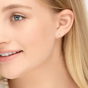Ohrstecker Clover mit Diamanten, 18 Karat Rosegold-LEAF Best