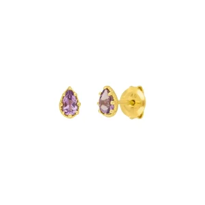 Ohrstecker Drop, Amethyst, 18 K Gelbgold vergoldet-LEAF Hot