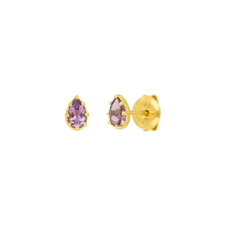 ohrstecker_drop_amethyst__0-1.webp Ohrstecker Drop, Amethyst, 18 K Gelbgold vergoldet-LEAF Hot