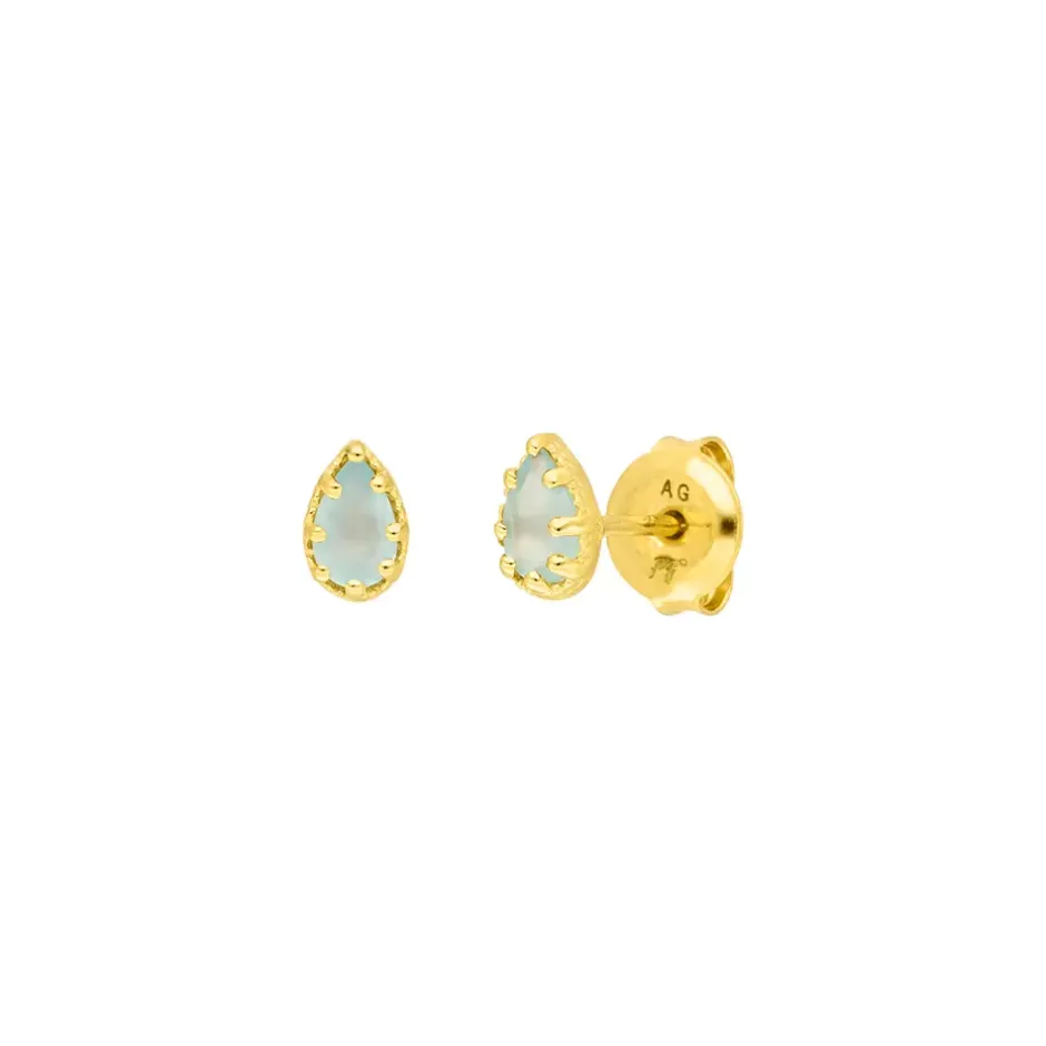 ohrstecker_drop_aqua_chal_0-1.webp Ohrstecker Drop, Aqua Chalzedon, 18 K Gelbgold vergoldet-LEAF Discount