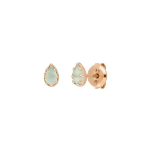 Ohrstecker Drop, Aqua Chalzedon, 18 K Rosegold vergoldet-LEAF Sale