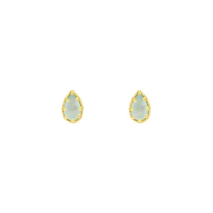 Ohrstecker Drop, Aqua Chalzedon, 18 K Gelbgold vergoldet-LEAF Discount