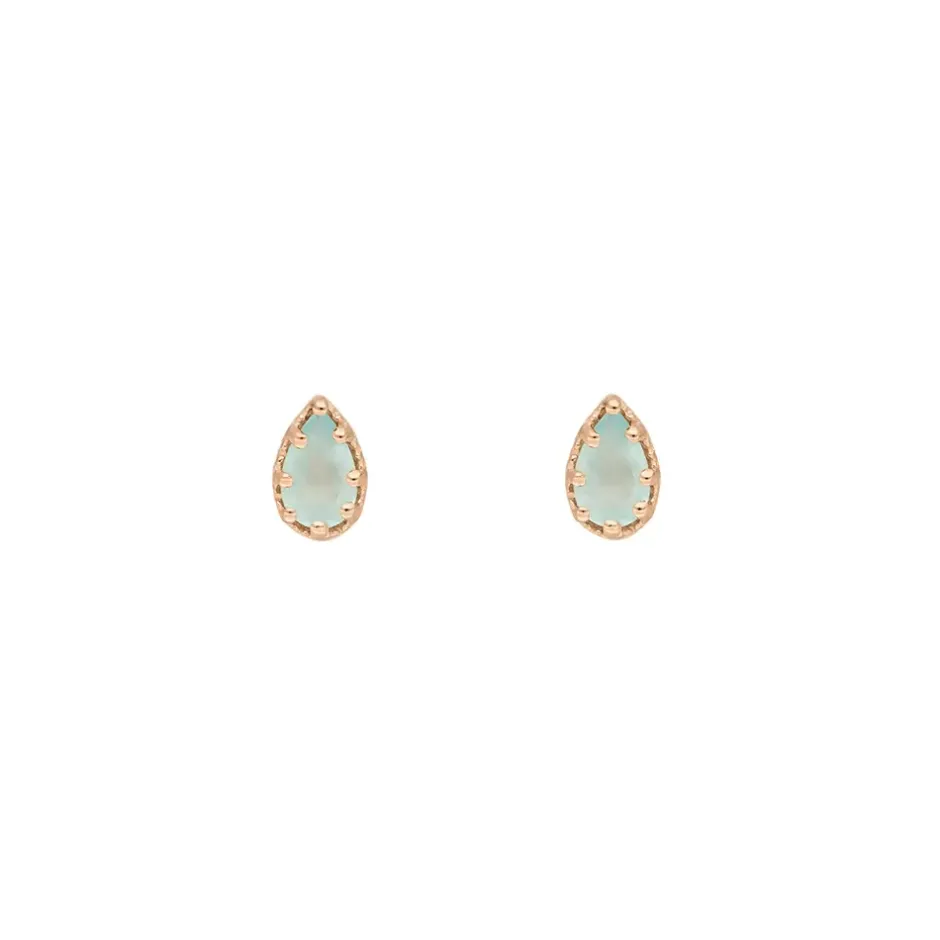 ohrstecker_drop_aqua_chal_1-2.webp Ohrstecker Drop, Aqua Chalzedon, 18 K Rosegold vergoldet-LEAF Sale