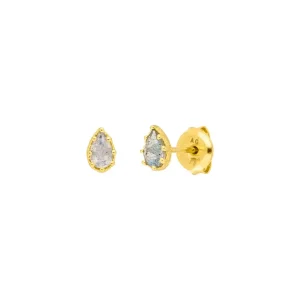 Ohrstecker Drop, Labradorit, 18 K Gelbgold vergoldet-LEAF Hot