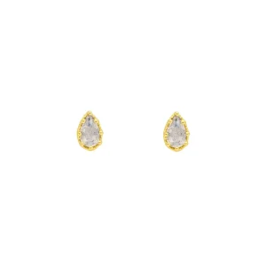 Ohrstecker Drop, Labradorit, 18 K Gelbgold vergoldet-LEAF Hot