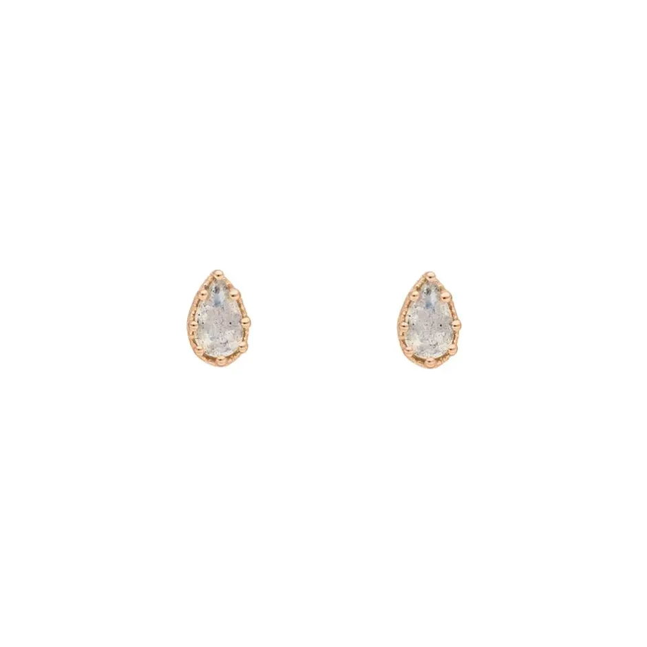 ohrstecker_drop_labradori_1-2.webp Ohrstecker Drop, Labradorit, 18 K Rosegold vergoldet-LEAF Online