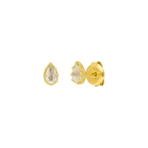 Ohrstecker Drop, Prehnit, 18 K Gelbgold vergoldet-LEAF Clearance