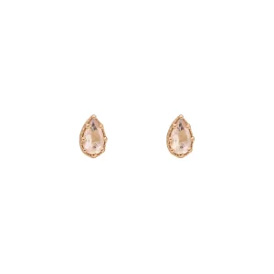 Ohrstecker Drop, Rosenquarz, 18 K Rosegold vergoldet-LEAF Sale