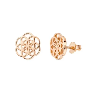 Ohrstecker Flower of Life, 18K Rosegold vergoldet-LEAF Sale