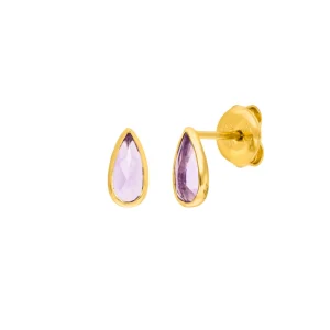 Ohrstecker Gem Drop, Amethyst, 18 K Gelbgold vergoldet-LEAF Sale