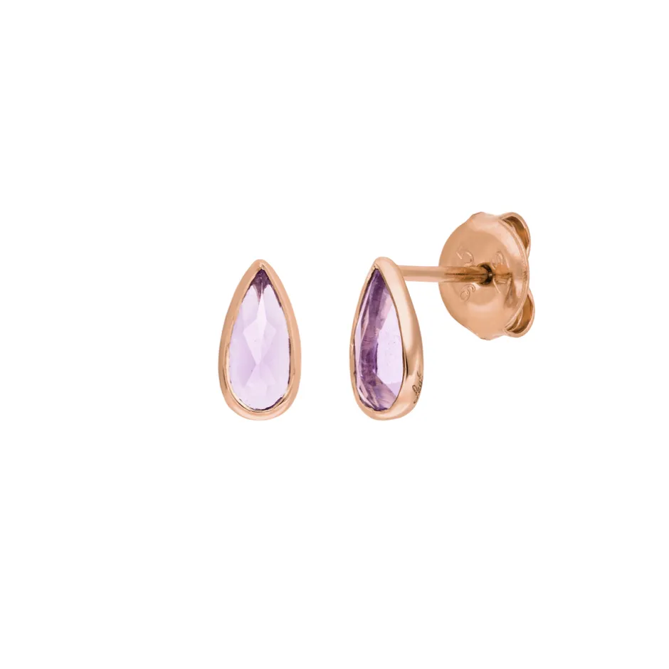 ohrstecker_gem_drop_ameth_0-2.webp Ohrstecker Gem Drop, Amethyst, 18 K Rosegold vergoldet-LEAF New