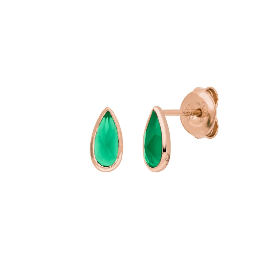 ohrstecker_gem_drop_grner_0-2.webp Ohrstecker Gem Drop, Grüner Achat, 18 K Rosegold vergoldet-LEAF New