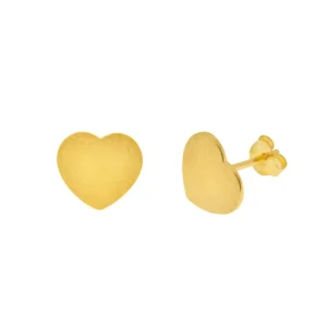 Ohrstecker Heart-Disc, matt, 18 K Gelbgold vergoldet-LEAF Fashion
