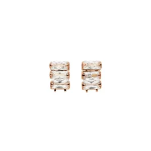 Ohrstecker ICE CUBE, Zirkonia, 18 K Rosegold vergoldet-LEAF Online
