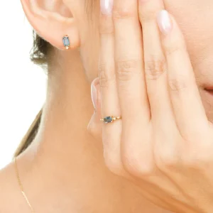 Ohrstecker London Blue Topaz, 14 Karat Gelbgold-LEAF Discount