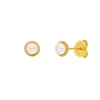 Ohrstecker mit Perle, 18 K Gelbgold vergoldet-LEAF Best