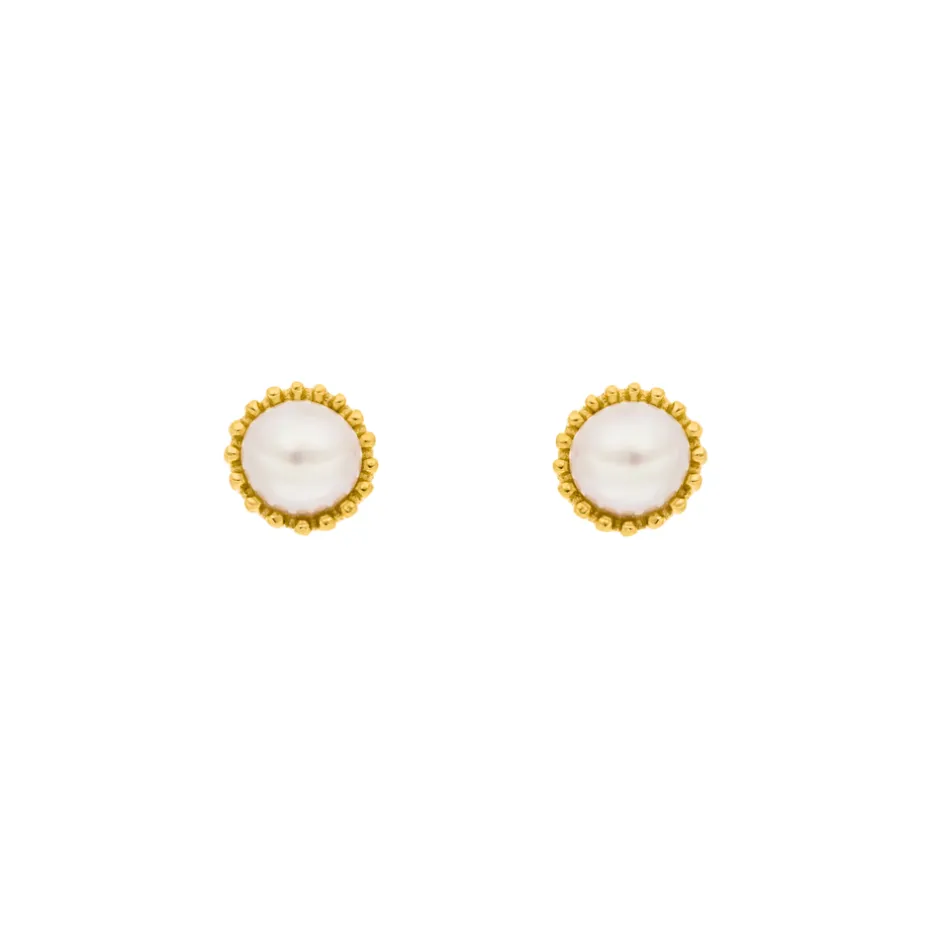 ohrstecker_mit_perle__k_g_1.webp Ohrstecker mit Perle, 18 K Gelbgold vergoldet-LEAF Best