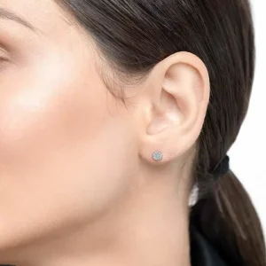Ohrstecker Pavé mit Diamanten, 18 Karat Weißgold-LEAF New