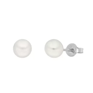 Ohrstecker Perle, 6mm, 14 Karat Weißgold-LEAF Sale