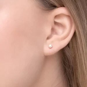 Ohrstecker Perle, 4mm, 14 Karat Weißgold-LEAF Outlet