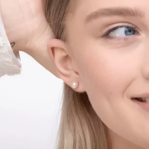 Ohrstecker Perle, 6mm, 14 Karat Weißgold-LEAF Sale