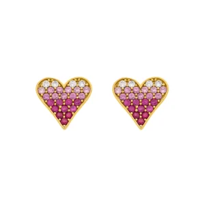 Ohrstecker Pink Valentine, 18 K Gelbgold vergoldet-LEAF New