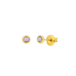 Ohrstecker Pure Amethyst, 3mm, 18 K Gelbgold vergoldet-LEAF Best