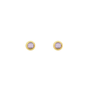 Ohrstecker Pure Amethyst, 3mm, 18 K Gelbgold vergoldet-LEAF Best