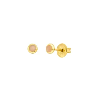 Ohrstecker Pure Peach Mondstein, 3mm, 18 K Gelbgold vergoldet-LEAF Sale