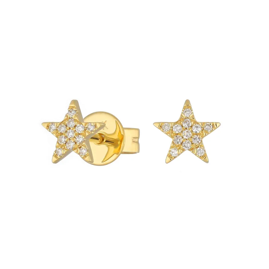 ohrstecker_stern_mit_diam_0-2.webp Ohrstecker Stern mit Diamanten, 14 Karat Gelbgold-LEAF Fashion
