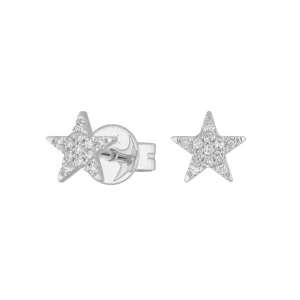 Ohrstecker Stern mit Diamanten, 14 Karat Weißgold-LEAF Hot