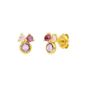 Ohrstecker Three Gems, Amethyst, 18 K Gelbgold vergoldet-LEAF Discount