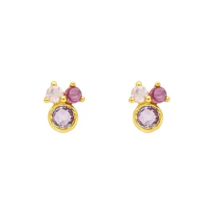 Ohrstecker Three Gems, Amethyst, 18 K Gelbgold vergoldet-LEAF Discount