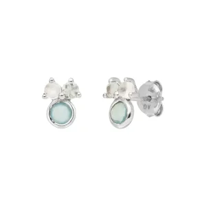Ohrstecker Three Gems, Aqua Chalzedon, 925 Sterlingsilber-LEAF Clearance