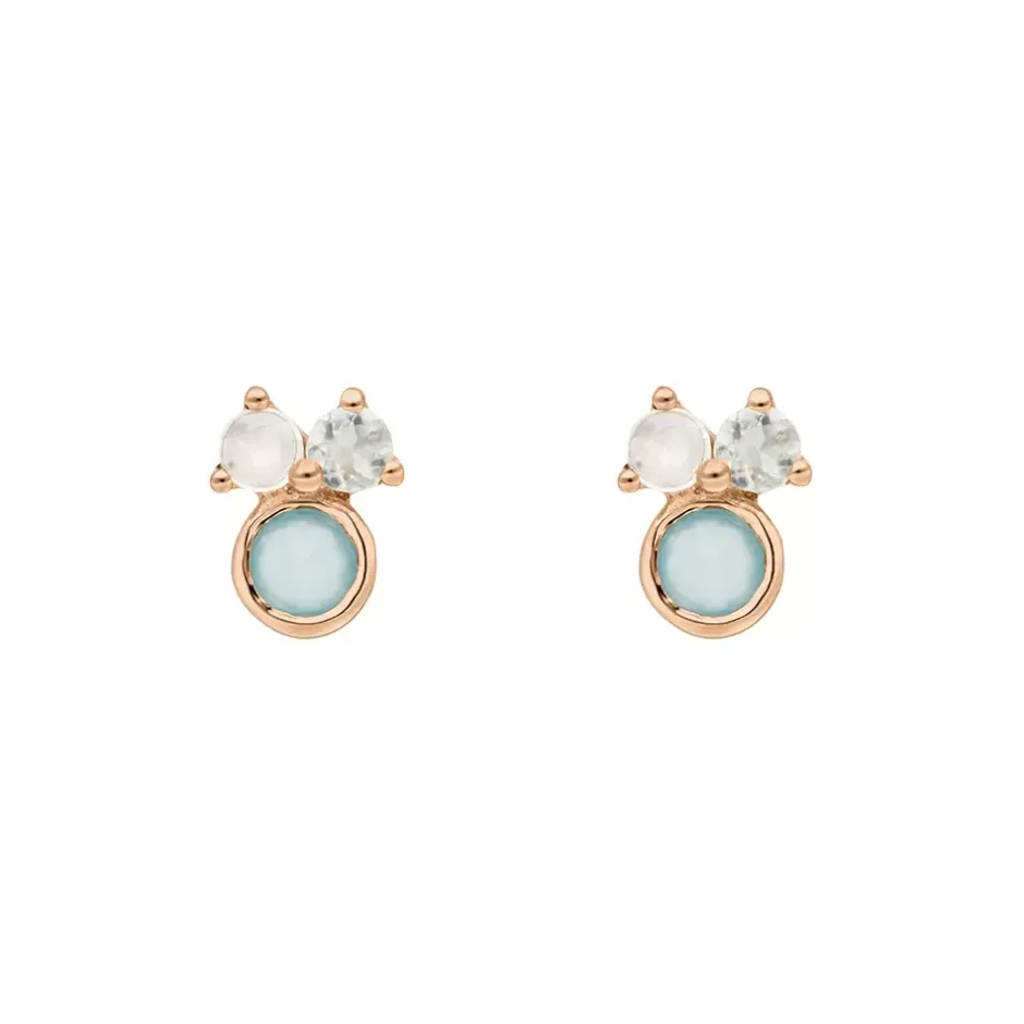 ohrstecker_three_gems_aqu_1-2.webp Ohrstecker Three Gems, Aqua Chalzedon, 18 K Rosegold vergoldet-LEAF Sale