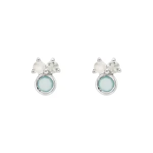 Ohrstecker Three Gems, Aqua Chalzedon, 925 Sterlingsilber-LEAF Clearance