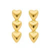 Ohrstecker Three Hearts, 18 K Gelbgold vergoldet-LEAF Hot