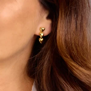 Ohrstecker Three Hearts, 18 K Rosegold vergoldet-LEAF Best