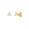 Ohrstecker Triple Zirkonia, 18 K Gelbgold vergoldet-LEAF New