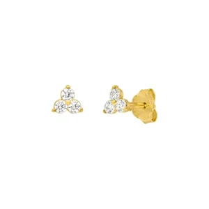 Ohrstecker Triple Zirkonia, 18 K Gelbgold vergoldet-LEAF New